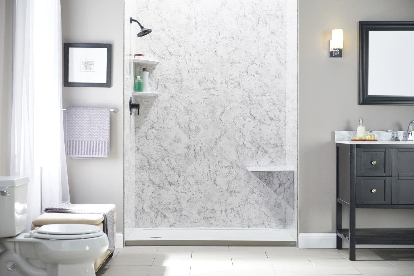 Shower with bench